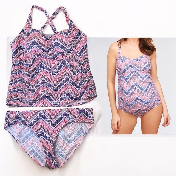 Beach Bump by Motherhood Maternity Chevron 2-Piece Tankini Bathing Suit - Picture 13 of 15